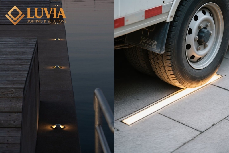 Đèn Âm Đất: Tiêu Chuẩn Kỹ Thuật IP68, IK Rating & Hướng Dẫn Lắp Đặt Chuẩn 2 Đèn Âm Đất