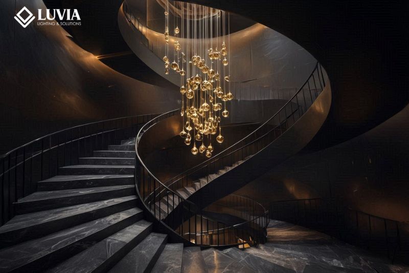đèn chùm thông tầng hiện đại và sang trọng